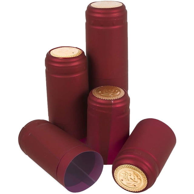 Tapas Termocontraíbles, 100 Piezas Tapas para Elaboración de Vino con Superficie Mate Roja Oriental para Uso Profesional y Doméstico, 30 Mm ER
