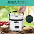 thumbnail image 3 of Rice Robot Personal Rice Cooker, PFAS-free, Nonstick. 1 Quart Capacity (4 Cups), with Stainless Steel Steamer Tray, Measuring Cups, Recipe Book with 60 Recipes, and Serving Spoon, As Seen On TV, 3 of 9