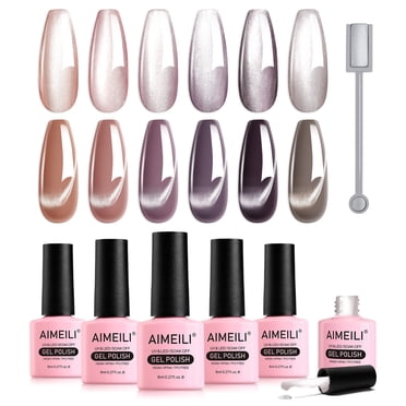 Gellen Cat Eye Gel Nail Polish Kit - Natural Nudes Series 6 Color Cat