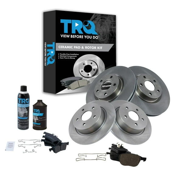 TRQ Front & Rear Ceramic Brake Pad & Rotor Kit w/Chemicals for Ford C-Max Escape BKA15544