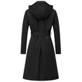 thumbnail image 2 of Chrisuno Mid Length Trench Coat Women Spring Double Breasted Duster Slim Full Maxi Long Overcoat Black S, 2 of 5
