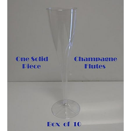Heart Toasting Flutes - Polar Ice Clear Plastic Champagne Wedding Toasting Flutes (10, 1 Piece Flutes 5 ounce)