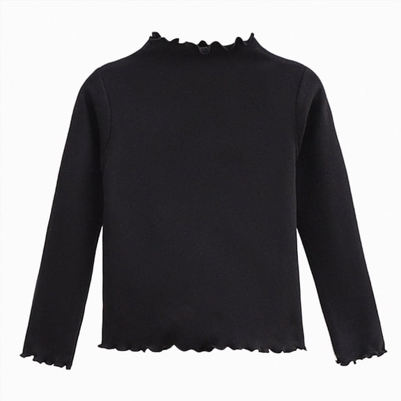 Baby Girls Long Sleeve Shirt for 6 12 18 24 Months 3T 4T 5T 6T 7T 8T 9T 10T 11T 12T Fall Clothes Solid Basic Long Sleeve T Shirt Casual Mock Neck Tshirt Girls Tops
