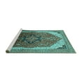 thumbnail image 2 of Ahgly Company Machine Washable Indoor Rectangle Oriental Turquoise Blue Industrial Area Rugs, 3' x 5', 2 of 4