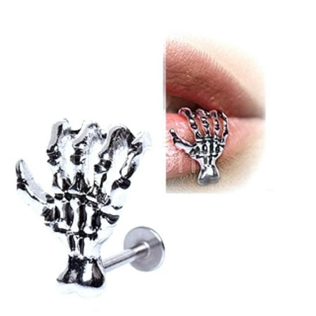 - Labret Monroe Anchor 316L Surgical Steel Zombie Skeleton Claw Hand 16g 5/16