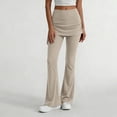 thumbnail image 2 of Fewfanhot Women Skirted Flared Yoga Pants, High Waist Drawstring Overlay Skirt Full Length Stretch Bootcut Workout Trousers, 2 of 7