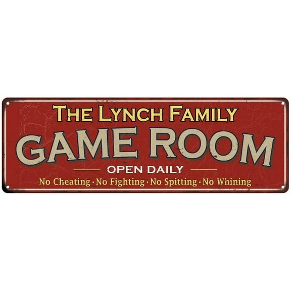 The Lynch Family Red Game Room Metal 8x24 Sign 108240038201