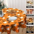 thumbnail image 4 of Halloween Tablecloth Round 60 Inch - Fall Table Cloths Pumpkins Ghost Circle Table Cover for Party Picnic Kitchen Dining Room, 4 of 6