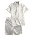 thumbnail image 2 of SAYOO Men Summer Pajamas Set, Solid Color Short Sleeve Button Top+Short Pants Sleepwear Suit, 2 of 4