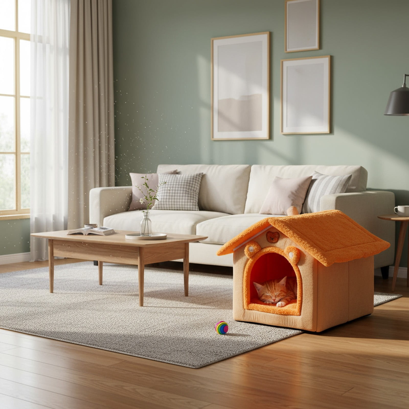 Dog House Indoor Foldable Soft Kennel Bed | Warm Pet Cave with Cushion | Non-Slip Bottom | Velvet Plush Easy Clean | 3 Sizes for Small Medium Large Dogs Cats