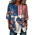 thumbnail image 2 of Conairie Patriotic T Shirts For Women Relaxed Fit Crew Neck Short Sleeve 4th of July Shirt With American Falg Print Holiday Commemorative Tops Wine L, 2 of 4