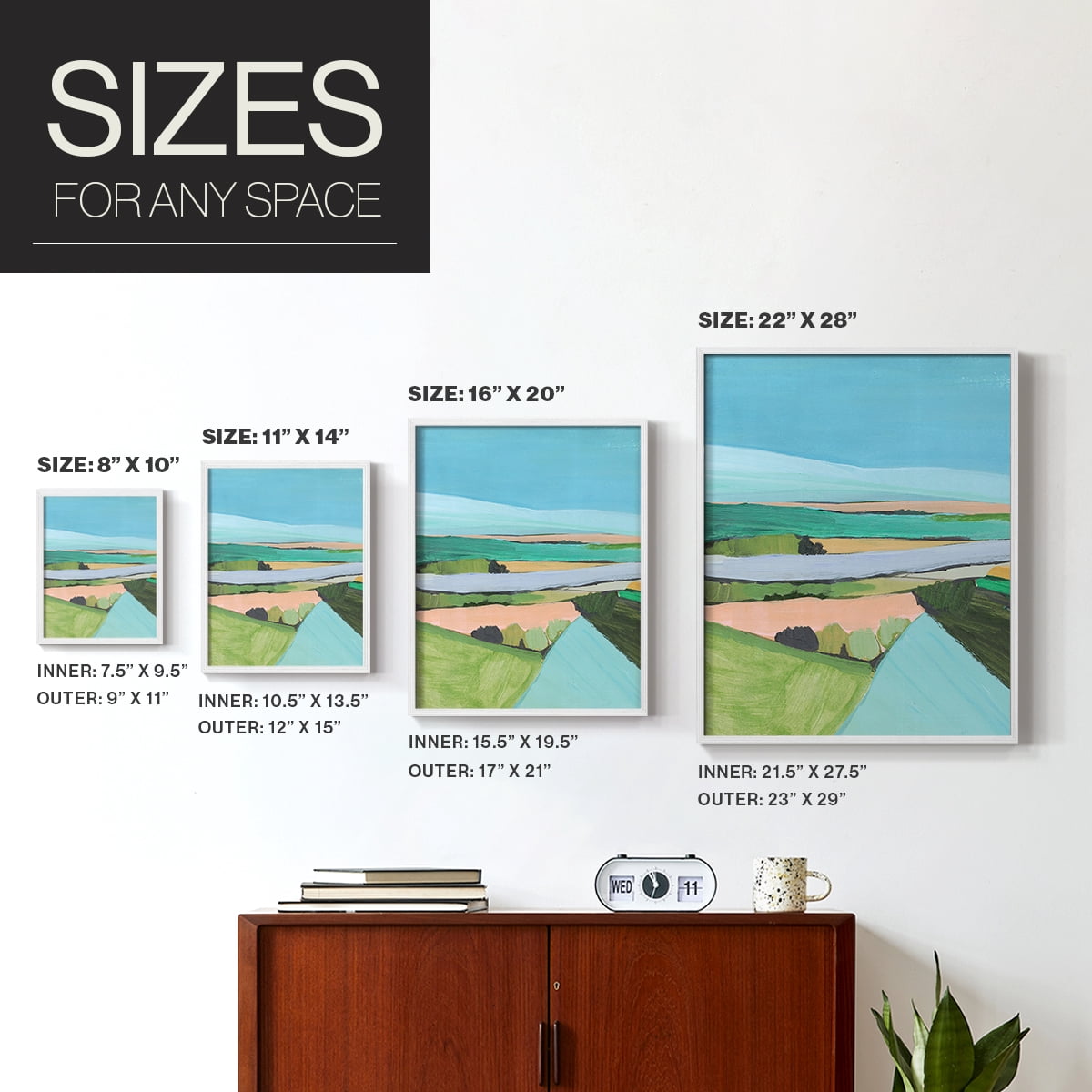 Bright Colored Countryside I Framed Print in White Solid Wood Framed Print No Nail Hanging