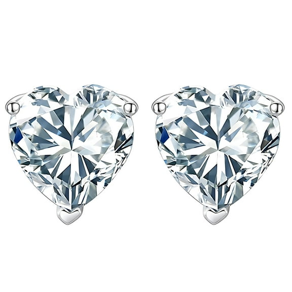 Heart Cut Stud Earrings for Women 5 Ct Simulated Diamond Sterling Silver Ginger Lyne