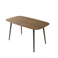 thumbnail image 2 of 5 Piece Dining Table Sets,Wood Dining Table& Leather Modern Dining Chairs Set of 4, Round Corners (1Table with 4 Brown Chairs), 2 of 6