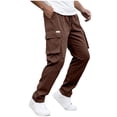 thumbnail image 4 of Chiccall Mens Casual Cargo Pants Stretch Elastic Waist Drawstring Tapered Open Bottom Jogger Sweatpants with Pockets, 4 of 7