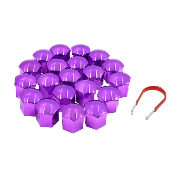 20pcs Purple 19mm Car Wheel Lug Nut Cap Tyre Hub Screw Bolt Dust Cover Protector