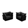 thumbnail image 4 of Set of 2 Slipcovered Armchairs,Deep Seat Accent Chair Set for Living Room, Reading Room, Bedroom and Working Spaces,Armchair Sets with Large Soft Pillows,Chenille Fabric,Black, 4 of 9