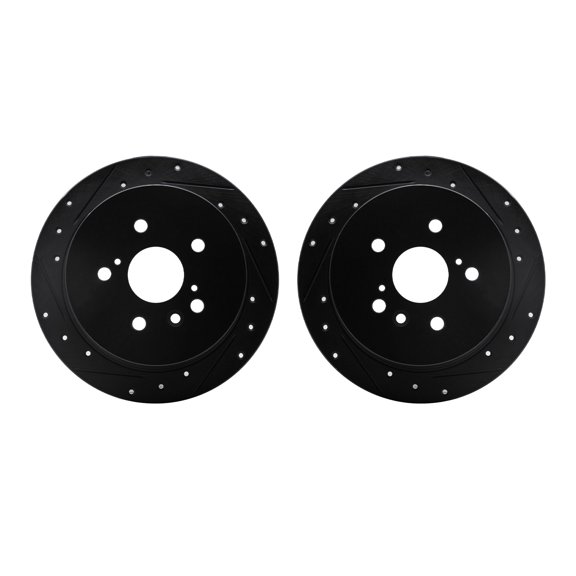 Dynamic Friction Company Rear Brake Rotors-Drilled and Slotted-Black 8002-76118