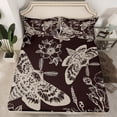 thumbnail image 2 of Feelyou Bohemian Moth Butterfly Twin Sheet Sets, Damask Flower Floral Twin Fitted Sheet, Hippie Animal Skeleton Flat Sheet, Super Cozy Room Decor, 3pcs, 2 of 7