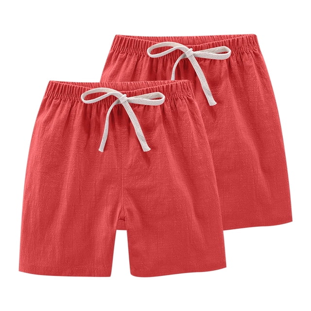 Odeerbi 2-13 Años Para Niños Niñas 2 Pcs Summer Cotton Linen Shorts Entrenamiento de Deportes Deportivos Atletismo Shorts Sólidos de Color Sólido
