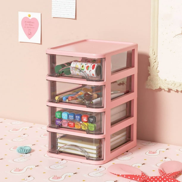 Organizador de escritorio de plástico transparente con cajones | Caja de almacenamiento multicapa para papelería y cosméticos | Organizador de escritorio transparente para estudiantes, oficina y