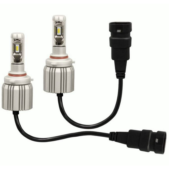 Metra Electronics Headlight Bulb HE-9005LED Heise; 9005; LED Bulb; 25 Watt; 9 To 32 Volt; White/Golden Yellow/Light Blue Beam Color; 6000 Lumens; 6500K Light Color Temperature; Set Of 2