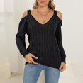 thumbnail image 2 of hotojiny Oversized Sweaters for Women Deep V Neck Long Sleeve Knit Cold Shoulder Sweater Loose Tunic Pullover Tops, 2 of 7