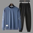 thumbnail image 2 of Valora Men's Casual Tracksuit Set for Daily Wear— Long Sleeve Sweatshirt and Pants Outfit for Home Outdoors Gym and Run Blue 3XL, 2 of 3