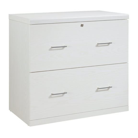 Alpine 2-Drawer Engineered Wood Lateral File with Lockdowel in White Finish
