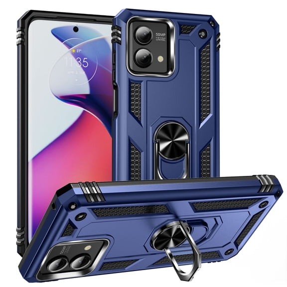 Hotpom Moto G Stylus 2023 5G Case, Military-Grade Shockproof Cover with 360° Rotating Kickstand - Blue