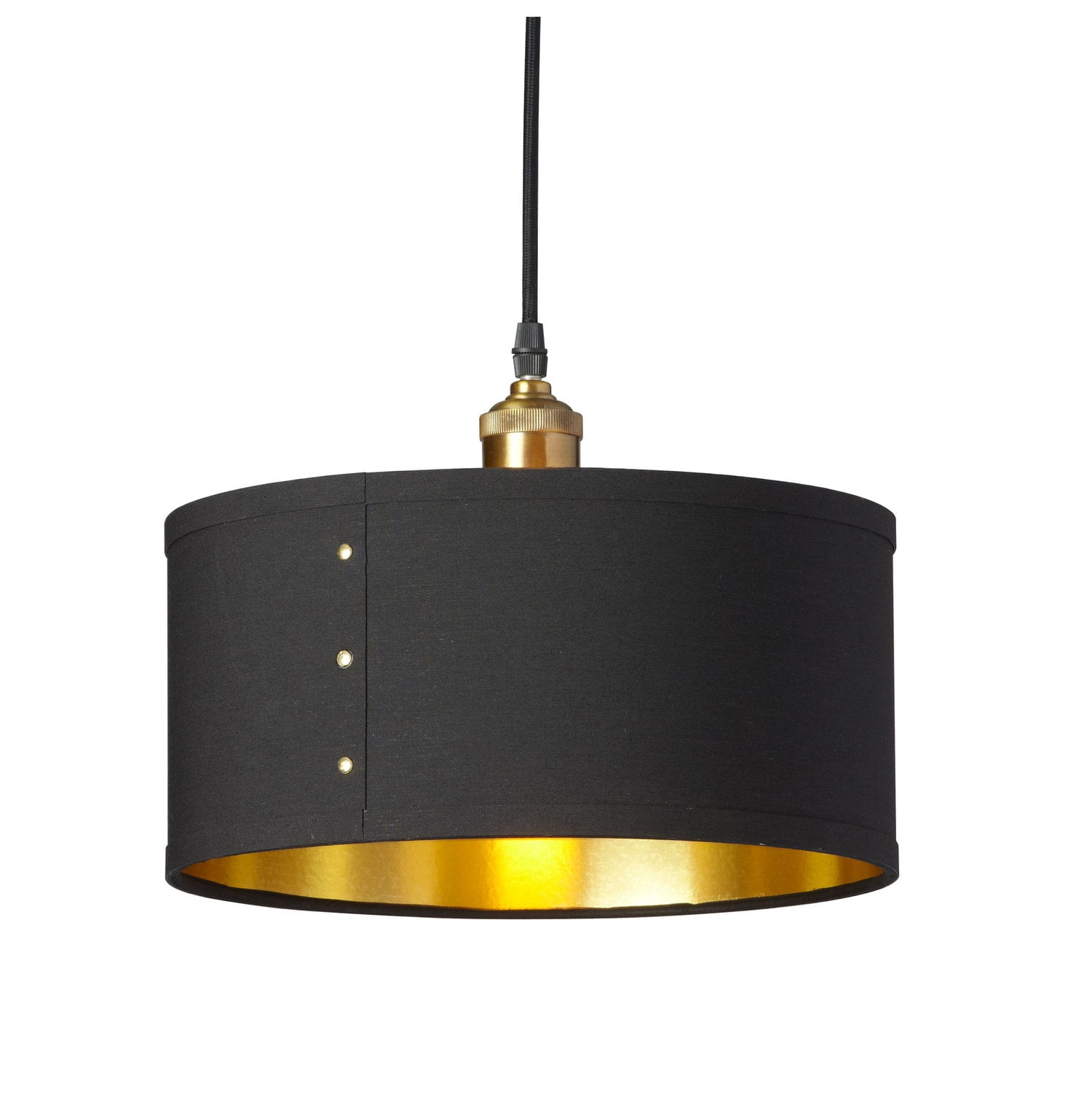 Dainolite 1 Light Drum Shade Pendant Black/Gold