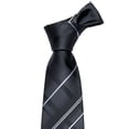 thumbnail image 6 of Barry.Wang Men's Ties Formal Stripe Necktie Set with Handkerchief Cufflink Silk Woven, 6 of 9