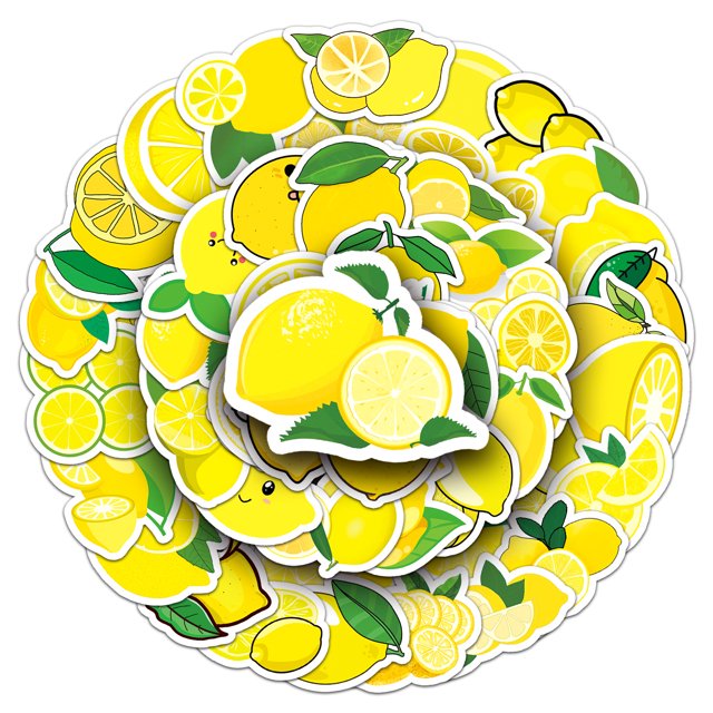 50 pegatinas de vinilo con estampado de grafiti, impermeables, con forma de limón, 50 unidades
