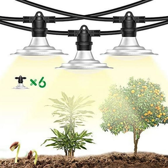 Espird Plant Grow String Light Waterproof for Outside Greenhouse,Growing Lamps Full Spectrum for Indoor Outdoor Succulent Plants,String Sunlight Led Lamps for Large Area Farm (6 Light)