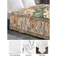 thumbnail image 6 of Boho Twim XL Size Flat Sheet, Wrinkleproof & Fadeproof Cooling Flat Bed Sheet Only, Green Brown Ethnic Tribe Abstract Vintage Western Breathable Soft Bedding Top Sheets 66 x 102 Inches, 6 of 8
