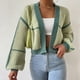 thumbnail image 3 of Suéter Mujeres Cárdigans Outwear Abrigo Casual Recortada Cardigan Suéter Primavera Otoño Outwear Cgtredaw Verde T M para Mujer, 3 of 6