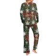 thumbnail image 4 of BLTIBY Women's Pajama Sets Christmas Printed Loose Cozy Xmas Pajamas 2 PC Long Sleeve Pleated Round Neck Tops Sleep Pants Sleepwear Set with Pockets Army Green XXL, 4 of 8
