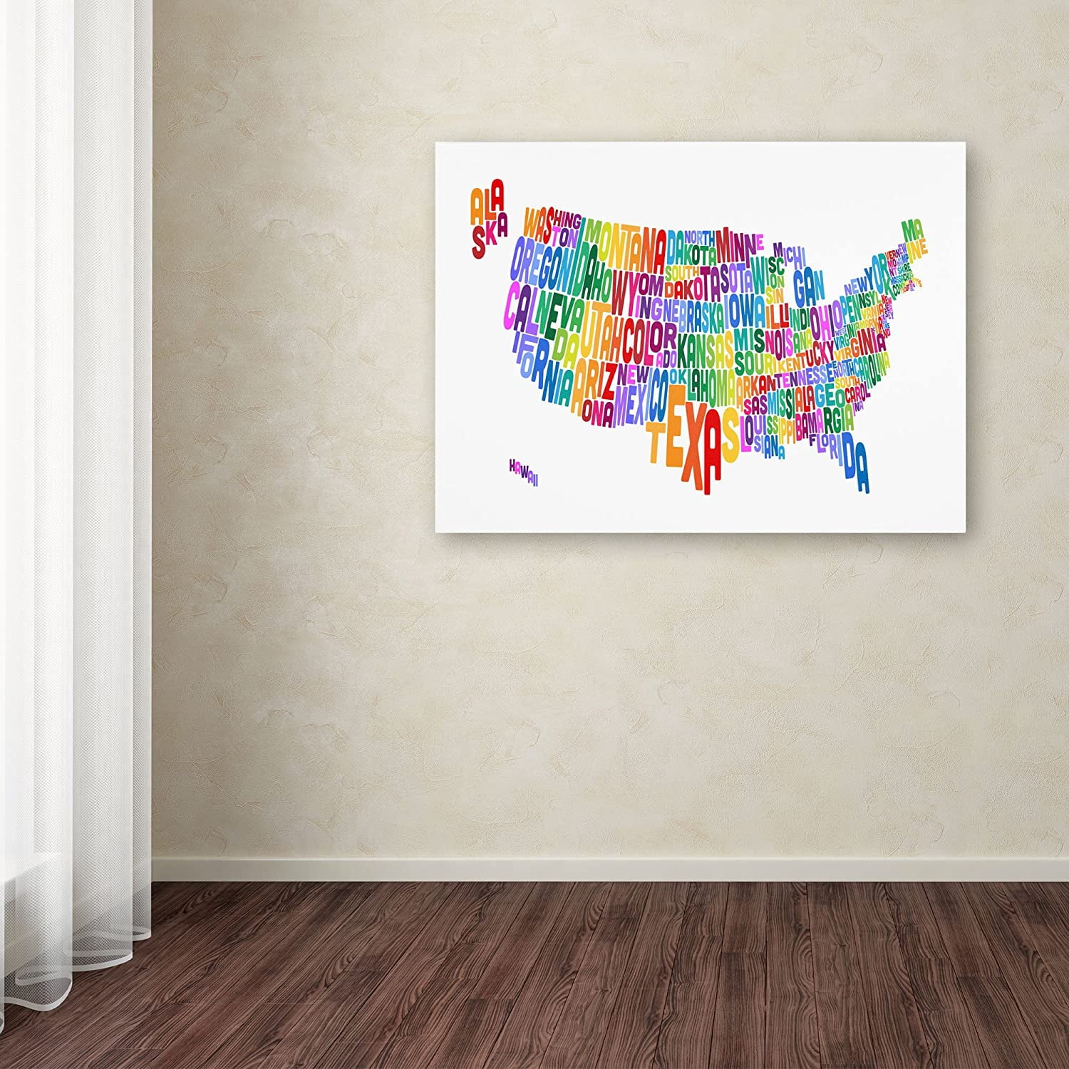 Trademark Art 'USA States Text Map 3' Canvas Art by Michael Tompsett