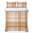 thumbnail image 2 of 3 Pieces King Quilt Set,Minimalist Apricot White Plaid Soft Bedding Sets with 1 Quilt & 2 Pillow Shams,Neutral Tartan Checkered Summer Bedspread Lightweight Coverlet Comforter for All Season, 2 of 9