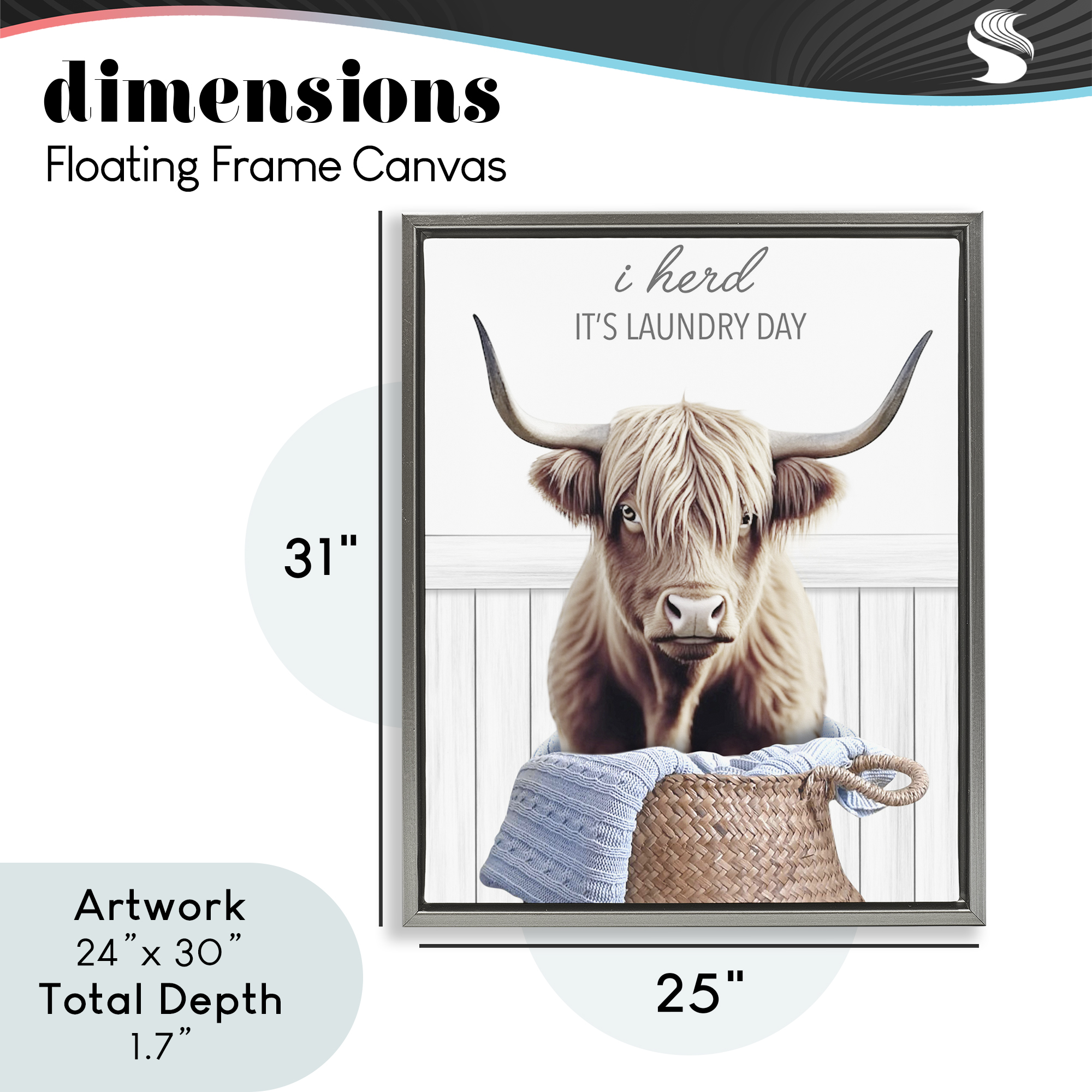 Herd It's Laundry Day Gray Framed Floater Canvas Wall Art, design by Marcus Prime