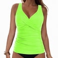 thumbnail image 6 of HCNTES Womens Plus Size Tankini Tops Built-in Bra Bathing Suit Tops Casual Loose Blouson Swimsuits Tops(Green,L), 6 of 9