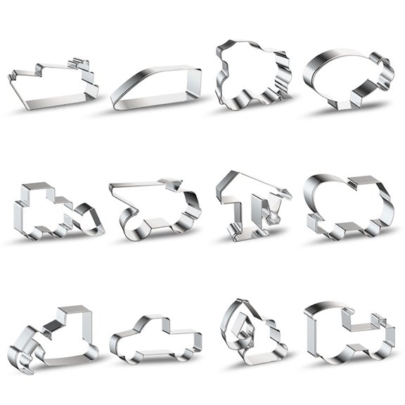 Transportation Vehicle Cookie Cutter Set 12 Pieces Cookie Cutter for Children Adult Stainless Steel Cookie Mold Ship Car