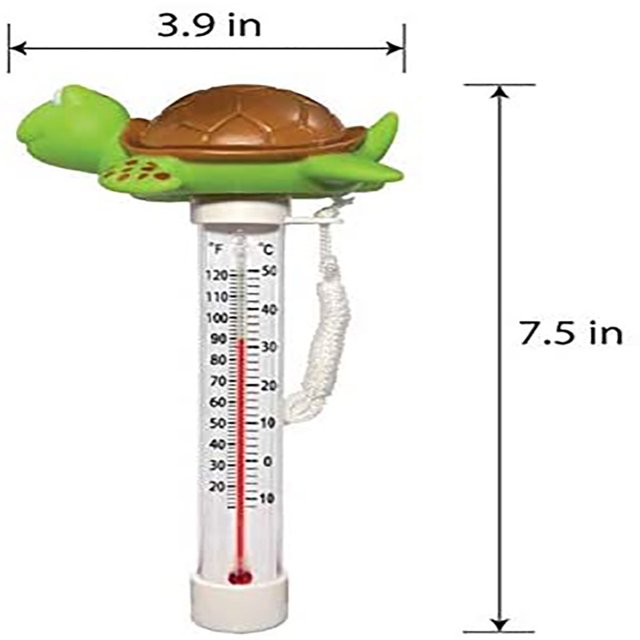 Termómetro flotante para piscina, tamaño grande, fácil de leer para la temperatura del agua con cuerda para piscinas y spas al aire libre e interiores (tortuga)