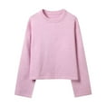 thumbnail image 4 of GigrtiJin Women Casual Pullover Sweater Solid Color Round Neck Long Sleeve Tunic Tops Fall Winter Thermal Blouse, 4 of 7