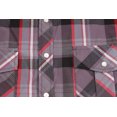 thumbnail image 3 of Men’s Western Short Sleeve Button Down Casual Plaid Pearl Snap Cowboy Shirt (#23 Purple/Grey/Red, 2XL), 3 of 3