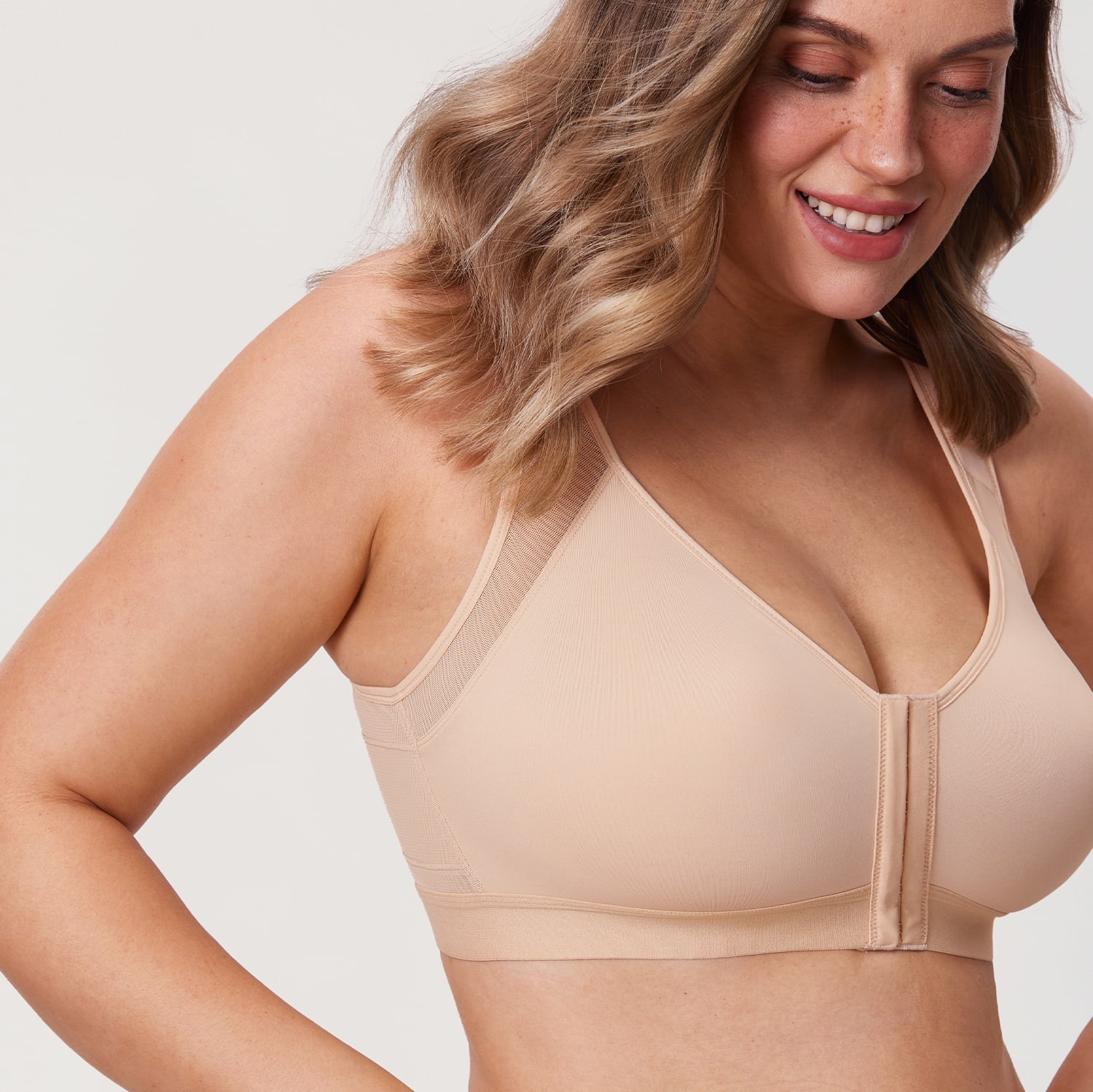 DELIMIRA Women's Front Closure Posture Wireless Full Coverage Bra Plus Size