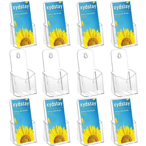 Soporte acrílico para folletos xydstay, 4 x 9 pulgadas, transparente, paquete de 12