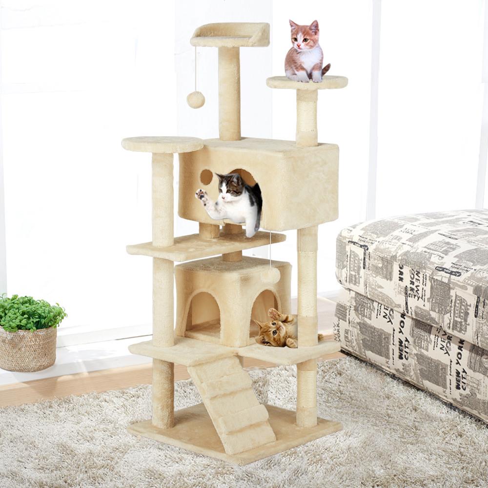 UBesGoo 52 in. Cat Tree Scratcher Condo,Beige