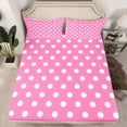 thumbnail image 2 of Homewish Teens Female Men Polka Dots Twin Sheet Sets 3pcs,Pink White Twin Fitted Sheet Microfiber,Minimalist Vintage Geometric Circle Breathable Flat Sheet,Super Cozy Room Decor, 2 of 7