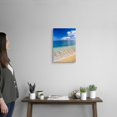 thumbnail image 2 of Great Big Canvas "Wave Washes Ashore Onto Sandy Beach, Azure Ocean, Blue Sky"  by Peter French Gray Blue White   Wrapped Canvas Print Wall Artwork, 2 of 7